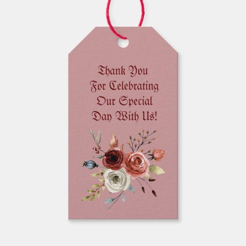 Romantic Watercolor Roses  Green Leaves Gift Tags