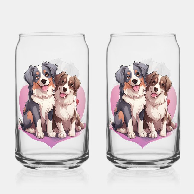 Romantic Watercolor Spaniel Art Can Glass (Front)