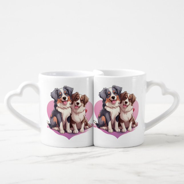 Romantic Watercolor Spaniel Art Coffee Mug Set (Front Nesting)