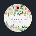 Romantic Watercolor Spring Bloom Wedding Thank You Favor Tags<br><div class="desc">Romantic Watercolor Spring Bloom Wedding  Thank You Favor Tags | Feminine and romantic thank you favor tag featuring watercolor pink and white flowers and greenery bouquets. The floral thank you favor tag is fully customizable for any event. Perfect as a finishing touch to cards and party favors.</div>