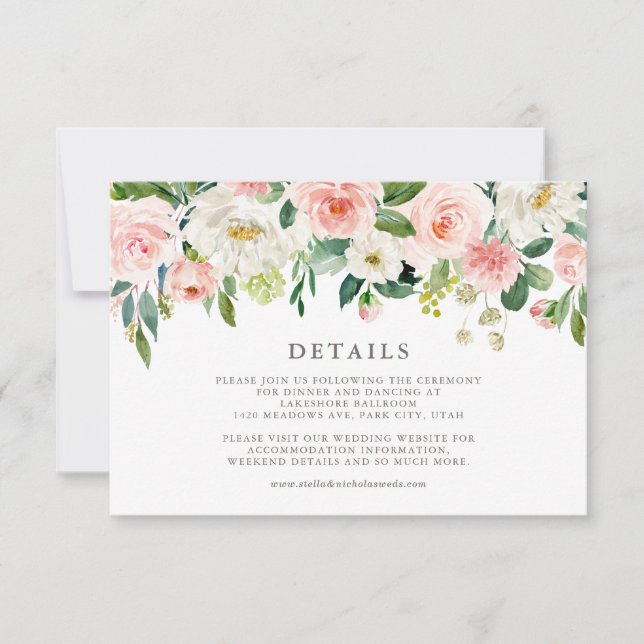 Romantic Watercolor Spring Blooms Wedding RSVP Card (Front)
