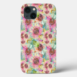 Romantic Watercolor Sunflower Pattern iPhone 13 Case
