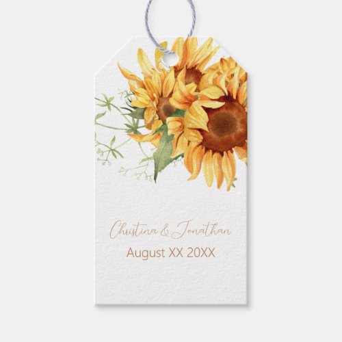 Romantic Watercolor Sunflowers Gift Tags