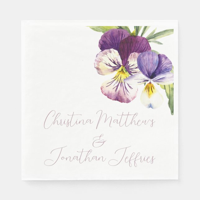 Romantic Watercolor Violets Napkins (Front)