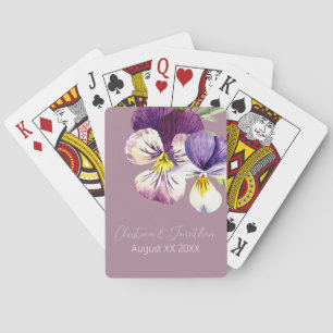 Romantic Watercolor Violets on Dusty Purple Poker Cards