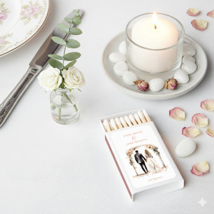Romantic Watercolor Wedding Couple Matchbox Favor Matchboxes
