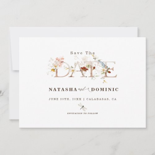 Romantic Watercolor Wildflower Garden Photo  Save The Date