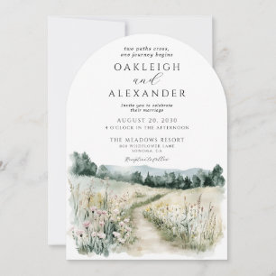 Romantic Watercolor Wildflower Meadow Wedding Invitation