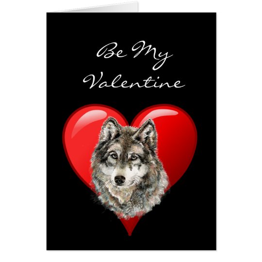 Romantic Watercolor Wolf Valentine Card | Zazzle