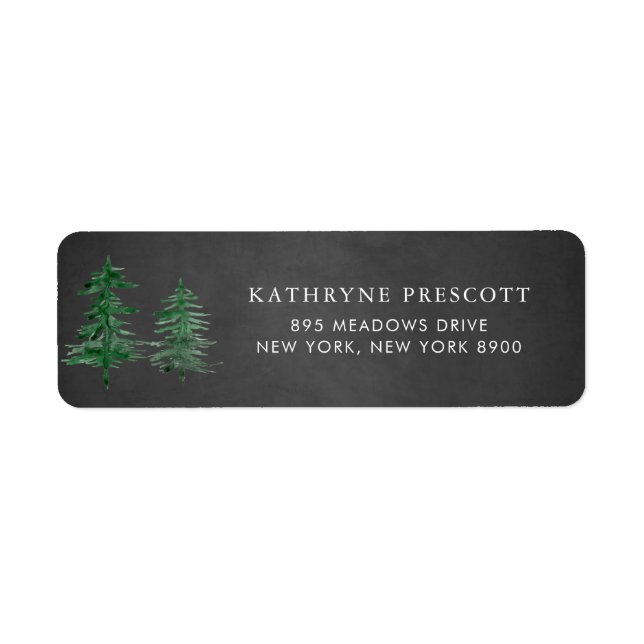 Romantic Watercolor Woodland Forest Chalkboard Label (Front)