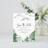 Romantic Watercolor Woodland Forest Save the Date Announcement Postcard (Standing Front)