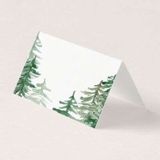 Romantic Watercolor Woodland Place Card