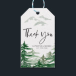 Romantic Watercolor Woodland Thank You Gift Tag<br><div class="desc">Woodland theme wedding thank you gift tag featuring green watercolour trees and mountains. This watercolor thank you gift tag is perfect for wedding favors. The texts is customizable to suit any occasion. Matching items are available.</div>