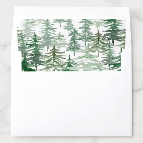 Romantic Watercolor Woodland Trees Pattern Envelope Liner