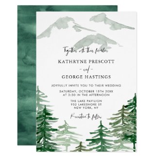 Romantic Watercolor Woodland Wedding Invitation