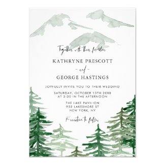 Romantic Watercolor Woodland Wedding Invitation