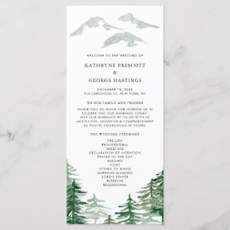 Romantic Watercolor Woodland Wedding Program