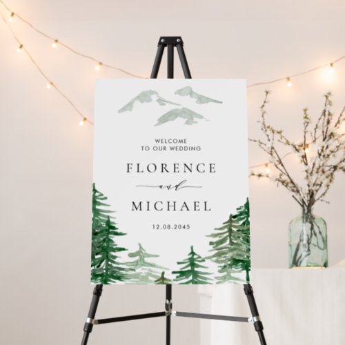 Romantic Watercolor Woodland Wedding Welcome Foam Board