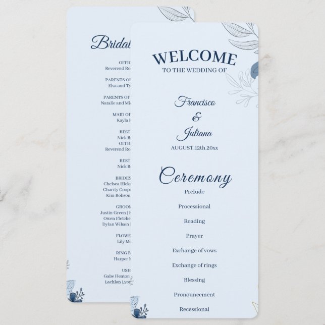 Romantic Waterfront Wedding Program (Front/Back)