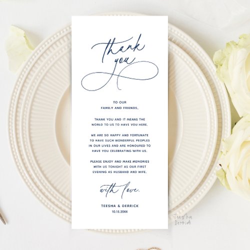 Romantic Wed Dinner Place Setting Thank You Card