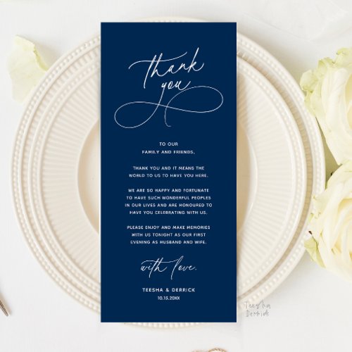Romantic Wed Dinner Place Setting Thank You Card