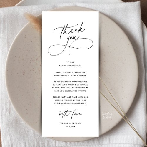 Romantic Wed Dinner Place Setting Thank You Card