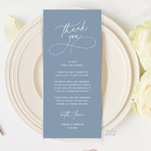 Romantic Wed Dinner Place Setting Thank You Card