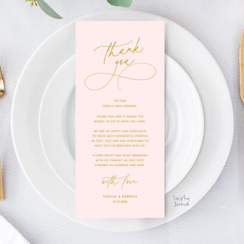 Romantic Wed Dinner Place Setting Thank You Card