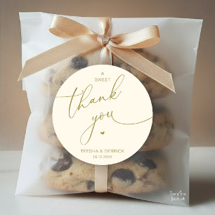 Romantic Wedding A Sweet Thank You Cookies Classic Round Sticker