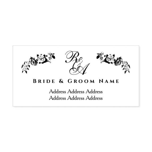 Romantic Wedding Address Monogram  Self-inking Stamp (Design)