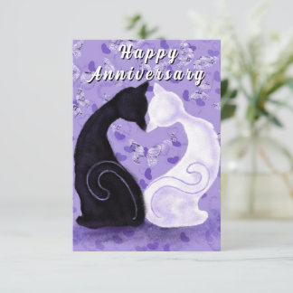 Romantic Wedding Anniversary Card Cats Couple Love