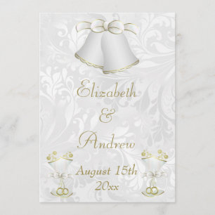Romantic Wedding Bells & Champagne Flutes Invitation