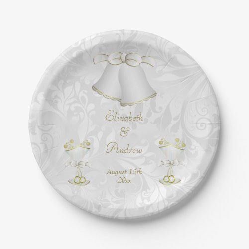 Romantic Wedding Bells  Champagne Flutes Paper Plates