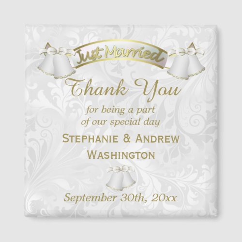 Romantic Wedding Bells Thank You Magnet