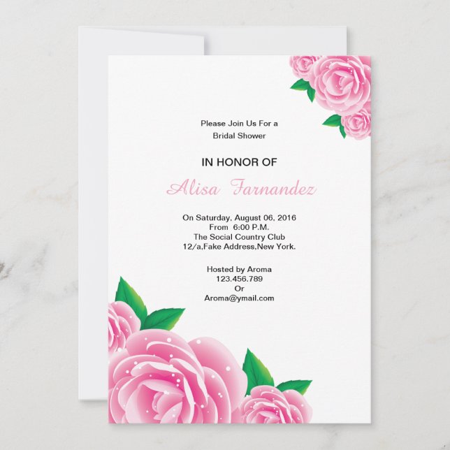 Romantic Wedding Bridal Shower Card (Front)