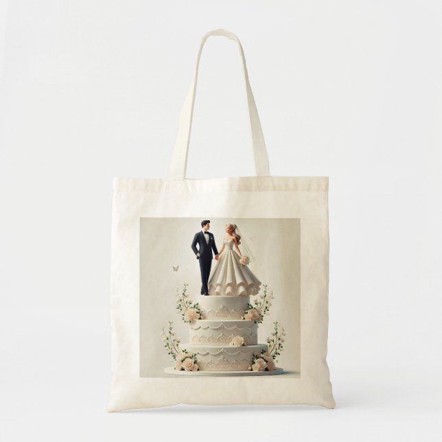romantic wedding cake tote bag (Front)
