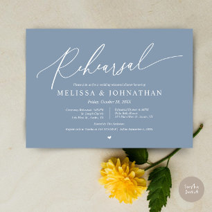 Romantic Wedding Ceremony and Dinner Rehearsal Invitation