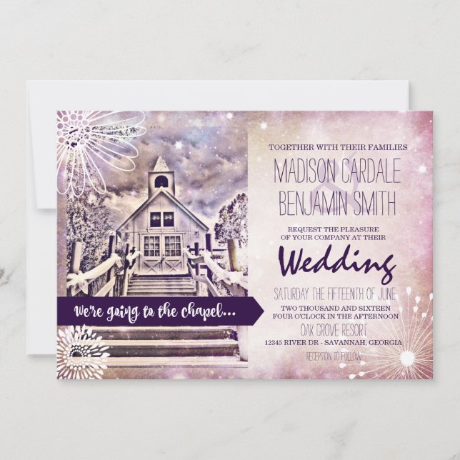 Romantic Wedding Chapel Wedding Invitations (Front)