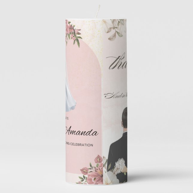 Romantic Wedding Couple Candle – Bride & Groom Des (Front)