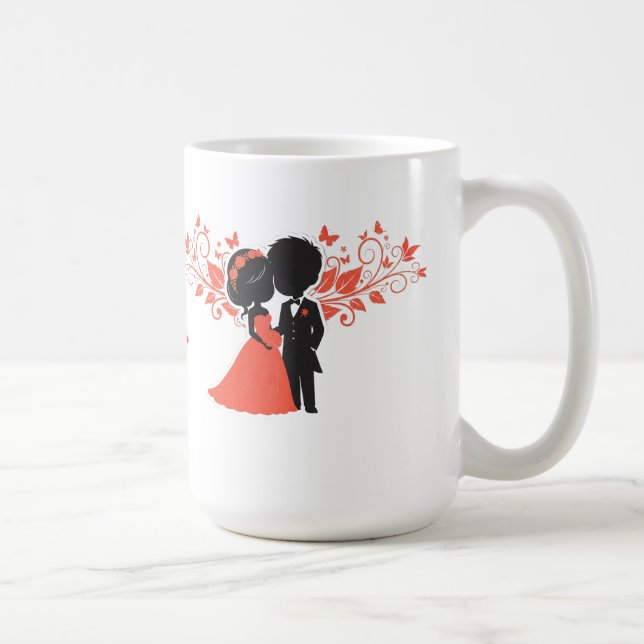 Romantic Wedding Couple Silhouette Coffee Mug (Right)
