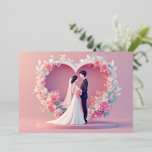 Romantic Wedding Couple Silhouette Foil Invitation