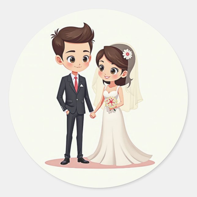 Romantic Wedding Couple Sticker (Front)