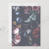 Romantic Wedding Dark Black Moody Pink Florals 2 Invitation (Back)