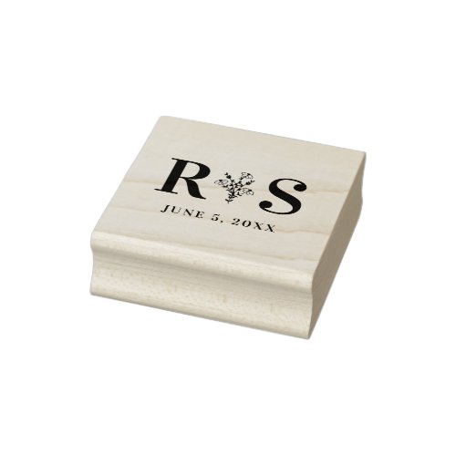 Romantic Wedding Design with Wildflowers  Initial Rubber Stamp