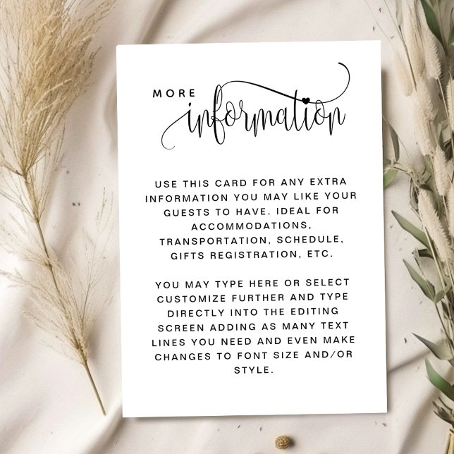 Romantic Wedding Details Information  Enclosure Card (Creator Uploaded)
