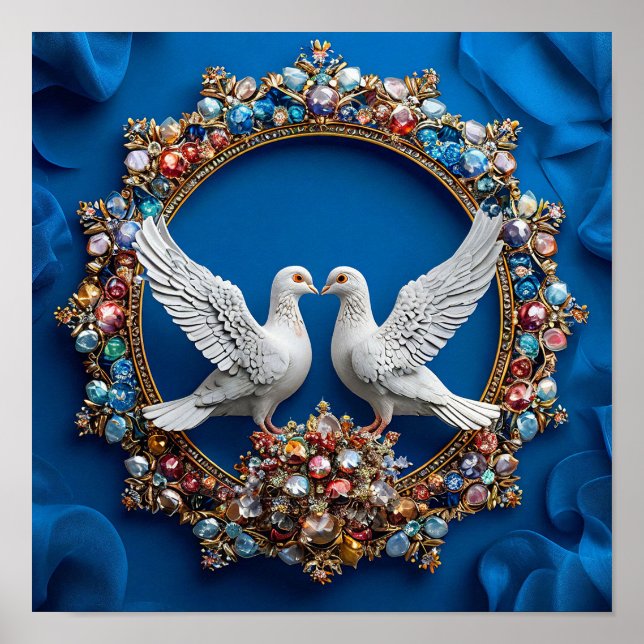 Romantic Wedding Doves Peaceful Sky 🕊️💖☁️✨ Poster (Front)