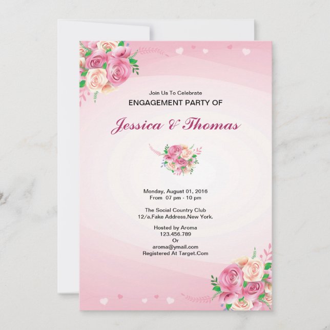 Romantic Wedding Engagement Party Invitation (Front)