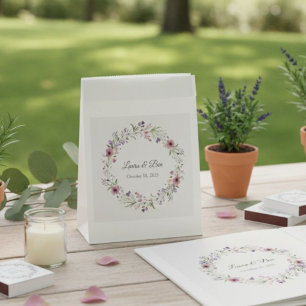 Romantic Wedding Favor Bag Purple and Pink Floral