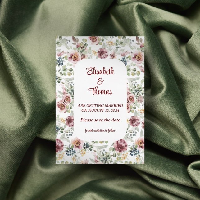 Romantic wedding floral design save the date card  (Creator Uploaded)