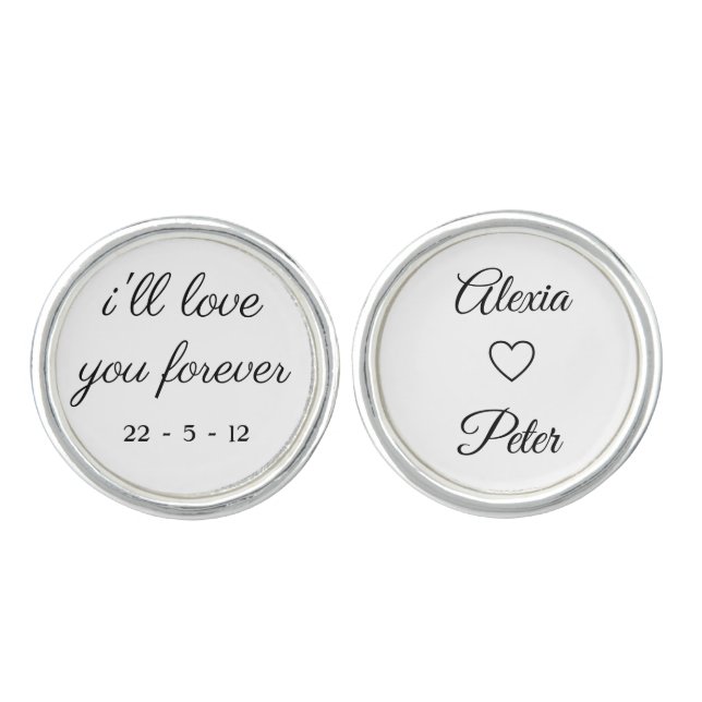 romantic wedding groom/boyfriend i love you cufflinks (Front)